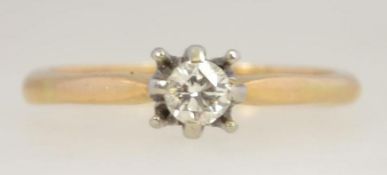 An 18ct gold and diamond vintage ladies solitaire single stone ring.