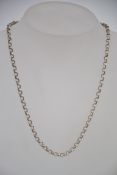 A 20th century silver rolo linked necklace chain having c-clasp. Size 44cms / weight 13.
