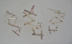 A silver 925 Ashley Pittman Tego & Co necklace pendant and matching earring set. Stamped.