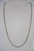 A silver 925 rope linked necklace chain with C clasp. Measures 22 inches, weighs 15.