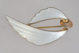 A vintage Norwegian silver and enamel set ladies brooch by Albert Scharning.