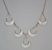 A Norwegian silver and enamel set choker necklace by NA Jorgensen.