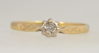 An 18ct gold single stone diamond ring.