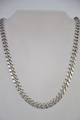 A good large and heavy silver belcher linked necklace chain with lobster clasp marked 925.