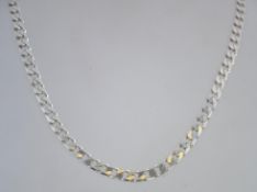 A silver belcher linked necklace chain with lobster clasp marked 925. Length 44cms / weight 28.