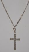 A 925 silver pendant necklace with CZ set crucifix pendant. Marked 925 Italy.