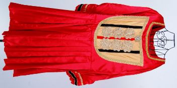 TUDOR: A Henry VIII style red satin tudo