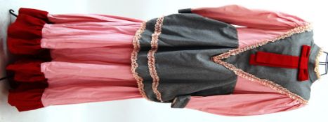 EDWARDIAN DRESS: A grey and pink Edwardi