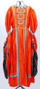 TUDOR DRESS: A Bright orange be jewelled
