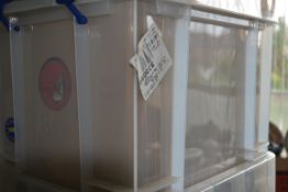 A collection of vintage 78rpm records of various genres, various artists and record labels.