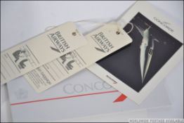 A collection of items pertaining to Concorde from a flight by Concorde on August 4th 1996,