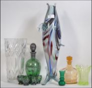 Mixed lot of glass wares to include set of Venetian decanter plus five aperitif glasses ,