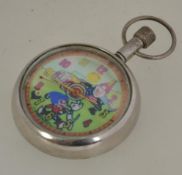 Rare original 1960s Smiths Noddy pocket watch having a comic pictorial face with Noddy and Big Ears,