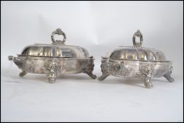 A pair of early 20th century silver plated on copper bacon warmers,