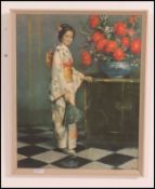 A retro framed print ' Kiku ' ( Chrysanthemum ) from the 60s or 70s after a painting by John Gilroy