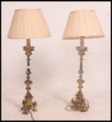 A very good quality brass neo-classical table lamp of heavy set form having ' king ' top with