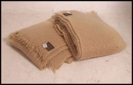 A pair of Scottish mohair large blankets - rugs with the original labels by Heather Brae