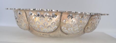A late Victorian pierced and cast silver basket / bon dish hallmarked for Birmingham 1900 by B&S.