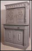 A 19th century French painted shabby chic oak buffet sideboard cabinet.