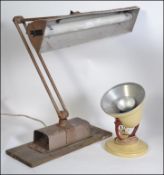 A retro Industrial 20th century enamel painted large heavy desk lamp by Spotline having rectangular