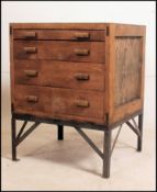 A mid century Industrial pine and metal chest of drawers - ex Bristol Bus Station.