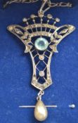 A Vintage retro 925 white metal Art Nouveau silver brooch in gift box