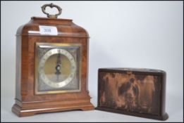 A vintage bakelite metamorphic desk tidy along with a burr walnut mantle clock H23cm