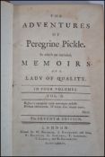 The Adventures Of Peregrine Pickle, 1784 Seventh Edition.x4 volumes. Published by W Strahan, London.