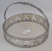 A fine Art Deco silver plate and glass basket with pierced leaf and grape decoration.