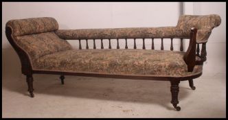 A Good Edwardian Mahogany Show Frame Double Ended - scroll end Chaise Longue sofa say bed being