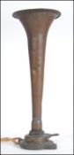 A vintage Industrial early 20th century copper horn of conical form with bracket mount,