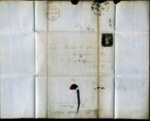 1d Penny Black FOUR MARGINS with black Maltese Cross cancel.Letters IC.