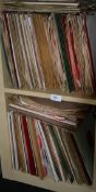 A collection of vintage 78rpm records of various genres, various artists and record labels.