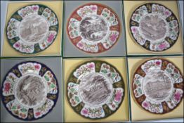 A good group of 6 Masons Ironstone collectors plates all in original boxes.