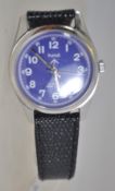 A believed Indian military forces HMT wristwatch with purple face having serial military numbers to
