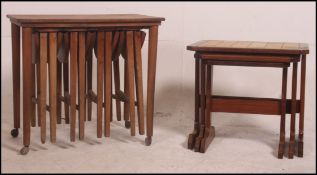 A set of teak vintage / retro side table with four folding occasional / nest of four folding tables