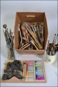 A LARGE collection of assorted art / artists tools, paint and paper etc.