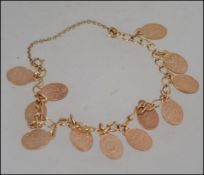 A 14k gold charm bracelet titled ' The Twelve Flowers of Love ' having twelve 14k charms each