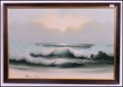 A framed oil on canvas of seagull's over crashing waves signed to the corner C Tommy ? please see