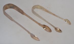A pair of 19th century Georgian silver hallmarked sugar tongs makers William Sweeting. London 1809.
