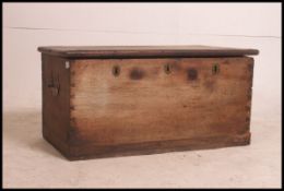 A Georgian 18th century mahogany coffer - chest strong box having triple lock with hinged top above