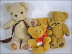A collection of 4x Merrythought teddy bears, all with tags.