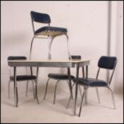 A fantastic retro ex burger king red and blue chrome dining table and chairs diner set.