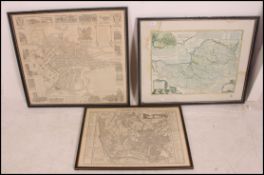 Three large framed and glazed 20th century maps for Bristol and surrounding areas
