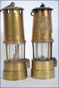 Set of 2 x The protector lamp & lighting Co. Ltd miners lamp, of typical tapered form Type A.1.