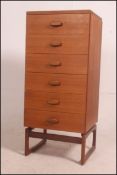 A retro 1970's G Plan teak pedestal upright chest of drawers having a run of six straight drawers