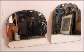 2 large 1930's Art Deco frameless wall mirrors, both of unusual shape and form.