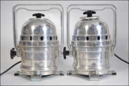 A pair of retro / vintage chrome theatre spotlights by Thomas H34cm