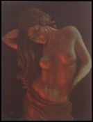 A vintage mid century retro print of a maiden by S.