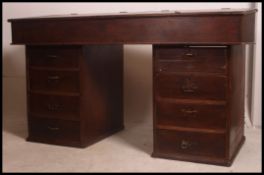 A 19th century large mahogany GWR railway station double hinged pedestal clerks desk from GWR Neath